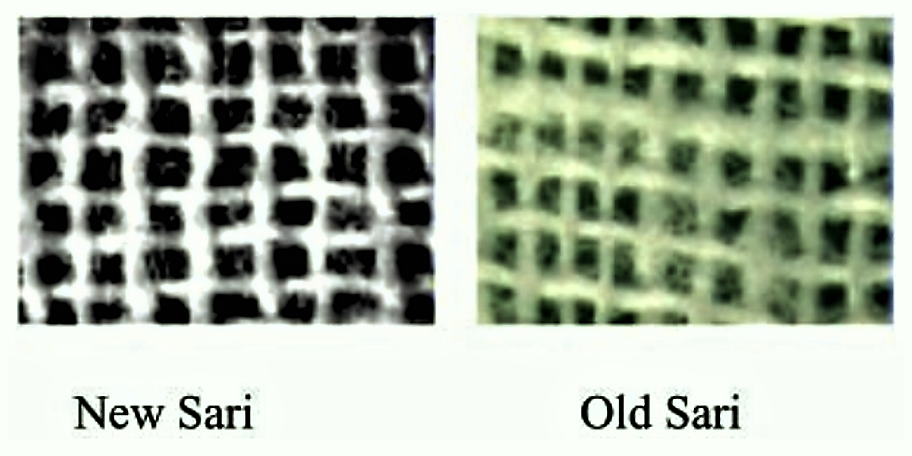 Comparison of electron micrographs of a single layer of New and Old sari. Source: COLWELL et al. (2002)