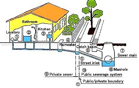 Cross-section of a conventional sewer in a common urban set-up. Source: EAWAG/SANDEC (2008)