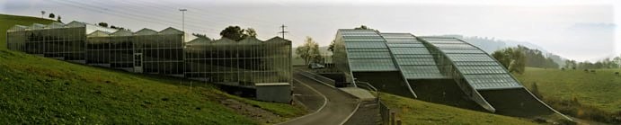 Entrance of the greenhouses and visitors centre in Wolhusen (Switzerland). The gas densification station is in the background. Source: SEECON (2012) 