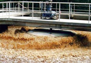  An activated sludge pond with a surface mechanical aeration / oxygen supply. Source: Stickney Water Reclamation Plant Chicago, IL, USA