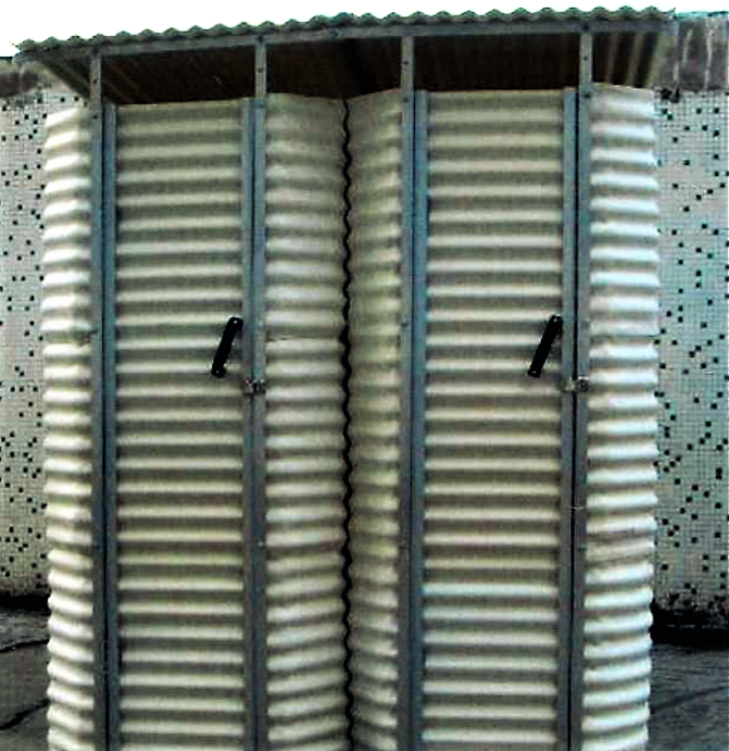Prefabricated, corrugated plastic superstructures for pit latrines as used by IFRC in Haiti Earthquake response in 2010 can ensure dignity and privacy. Source: IFRC (2011)