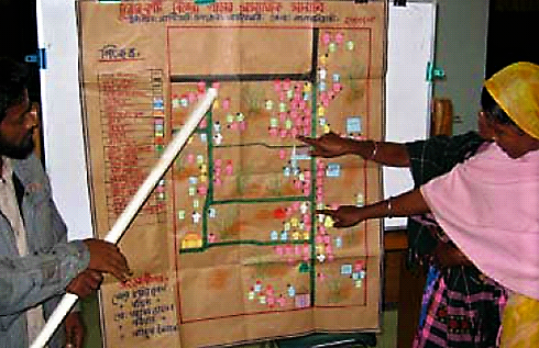 Community members decide and plan where to build new latrines in their area. Source: KAR & CHAMBERS (2008)