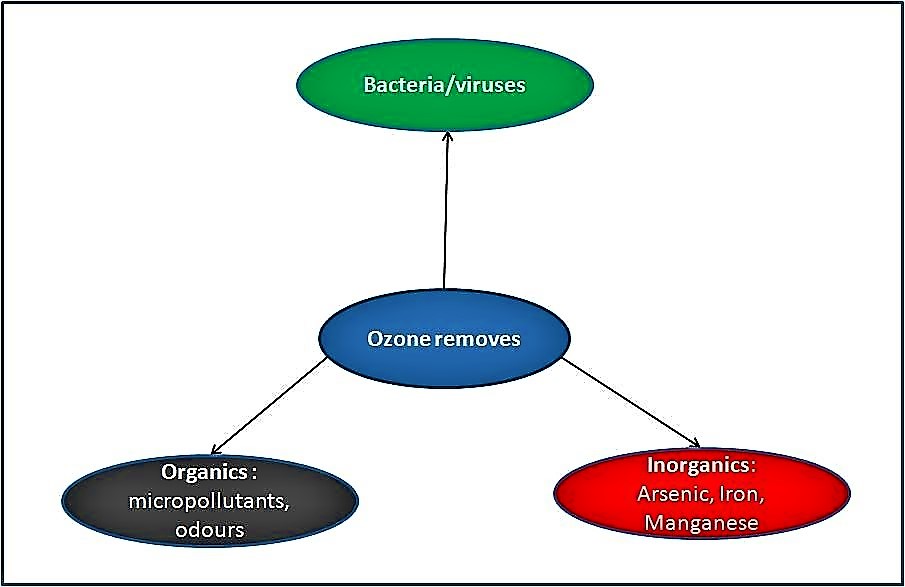 Type of contaminants removed by ozonation. Source: MAZILLE (2011)