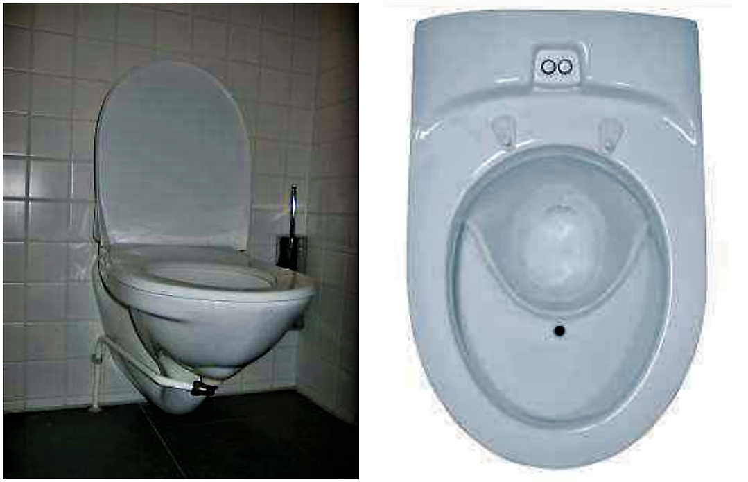 Left image: UD flush toilet (Gustavsberg Nordic, Sweden). Right image: UD vacuum toilet (Wost Man Ecology, Sweden). Source: MUENCH (2010)          