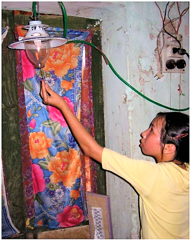 Running a gas lamp from biogas, Vietnam. Source: PBPO (2006)