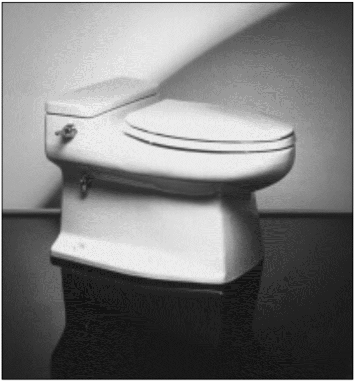 This low-flush toilet from Microphor in Willits, California, uses approximately 4.8 litres of water per flush. Source: PIPELINE (2000)